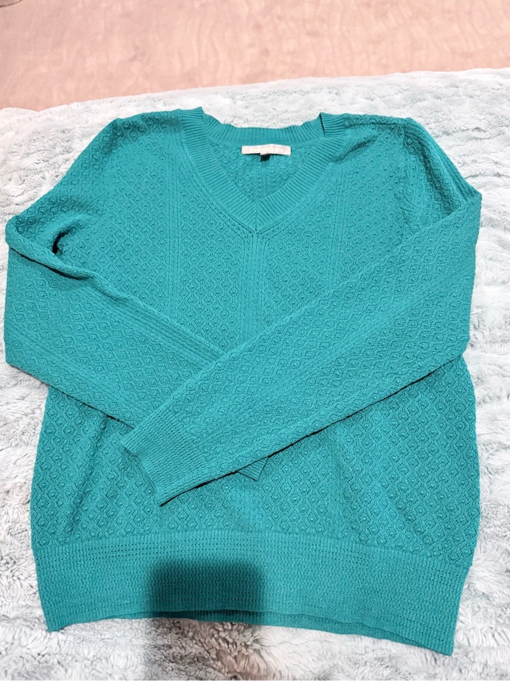 Daniel Rainn Teal V-Neck Knit Sweater Size M NWOT